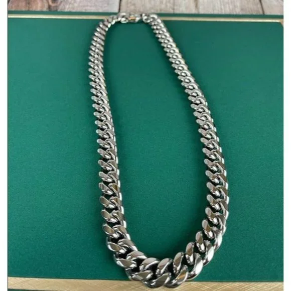 24 Mens Cuban 18K White Gold Necklace Miami Chain Link Style Jewelry 24 in 12mm